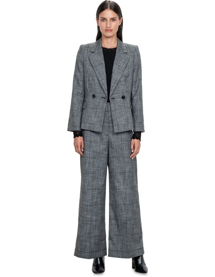 Monochrome Check Blazer in Charcoal Melange