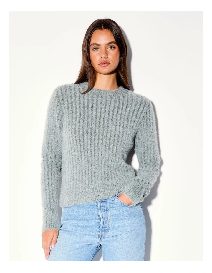Eyelash Crewneck Knit in Khaki