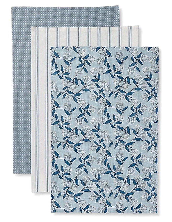 Layla Tea Towel Pack of 3 in Blue