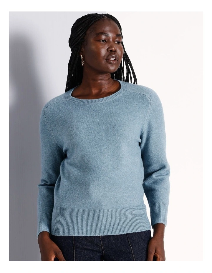 Soft Touch Crew Neck Knit in Teal