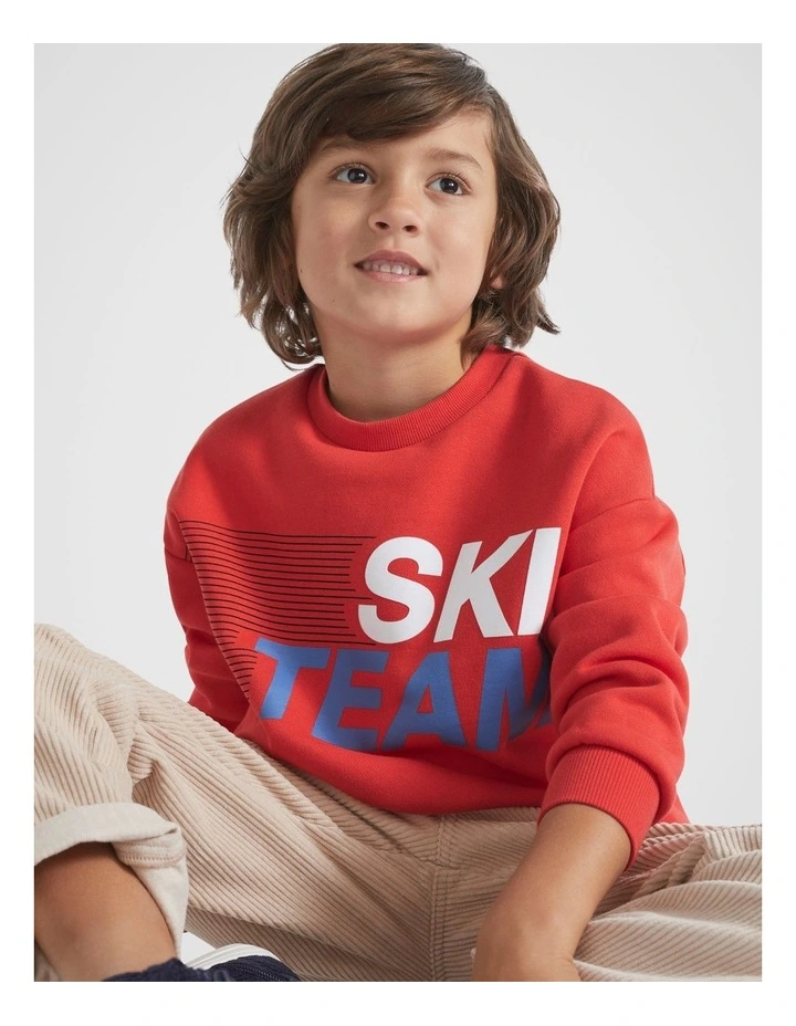 Ski Team Sweater in Super Red
