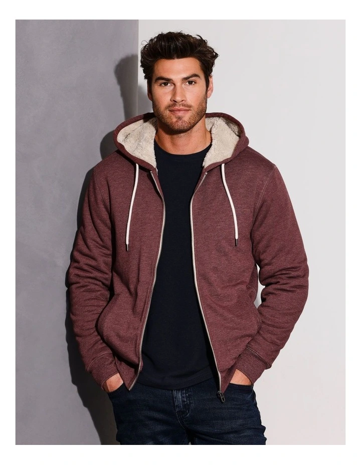 Seth Sherpa Hoodie in Burgundy
