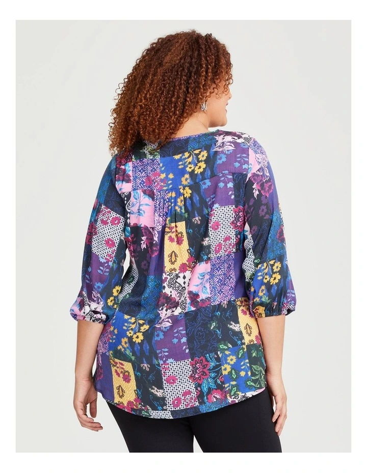 Fiore Mosaic Shirring Top in Print