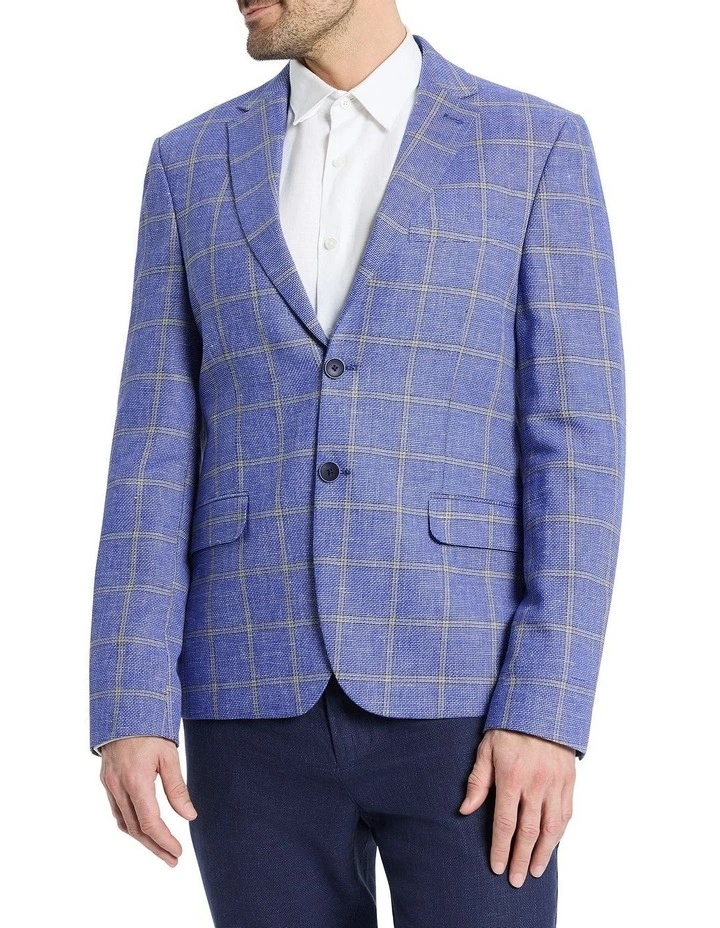 Levings Linen Check Blazer in Royal Blue