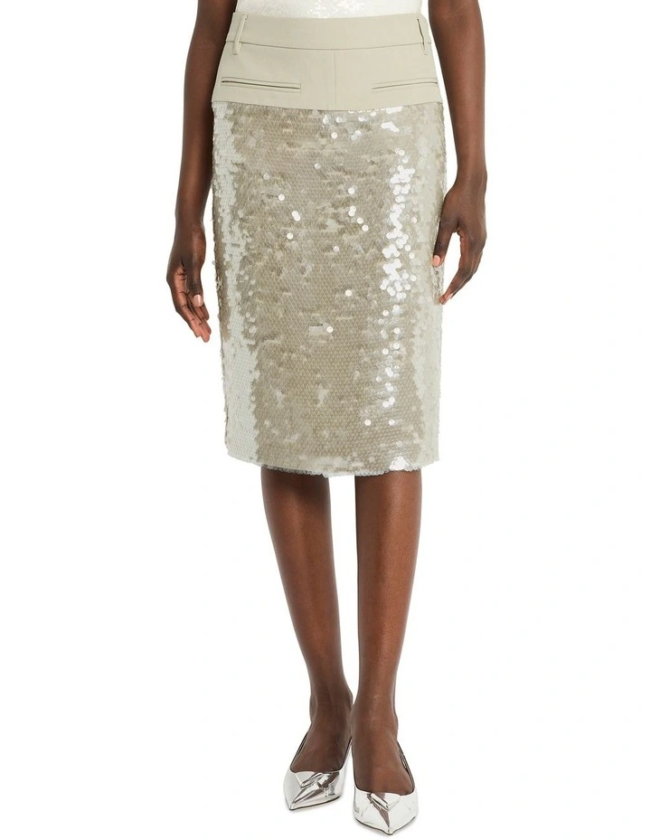 Deliria Midi Skirt in Oyster