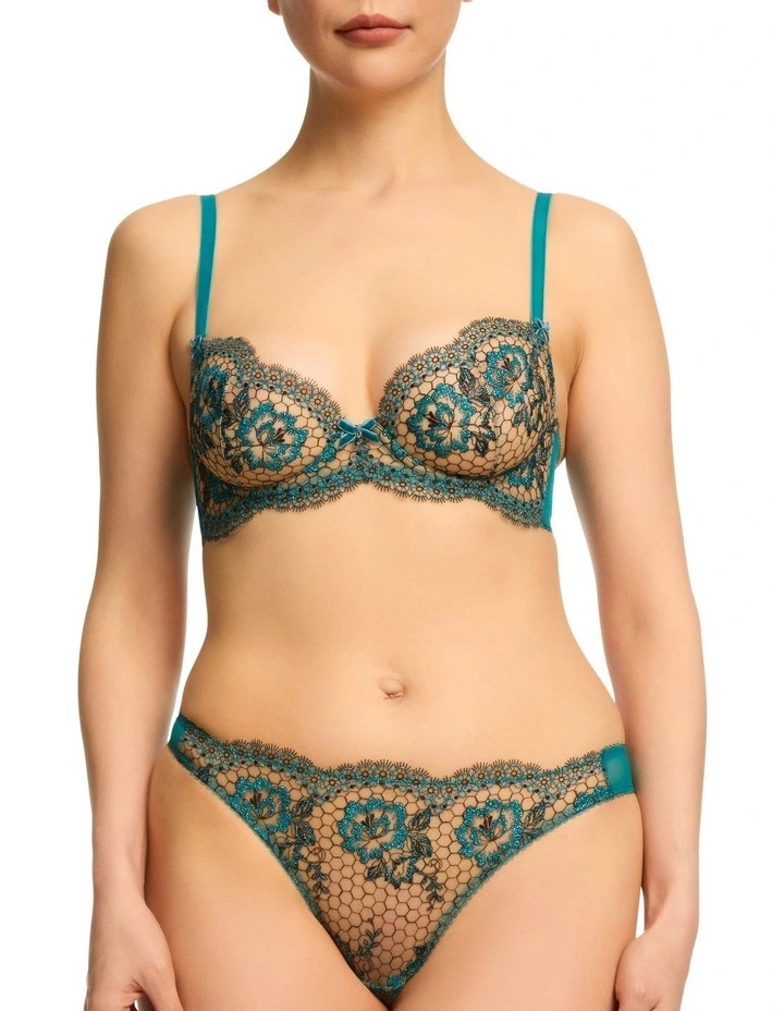 Evelina Lurex Underwire Bra D59023L in Peacock