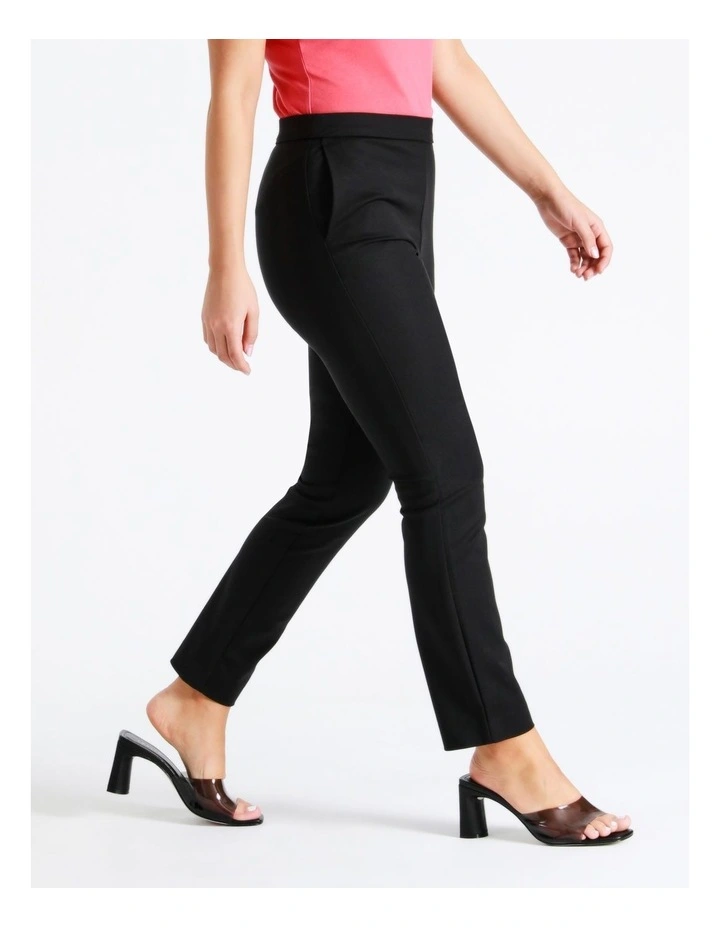Penelope Mid Rise Organic Blend Cotton Sateen Pants in Black