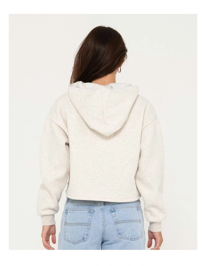 Old School Cropped Hooded Fleece in White