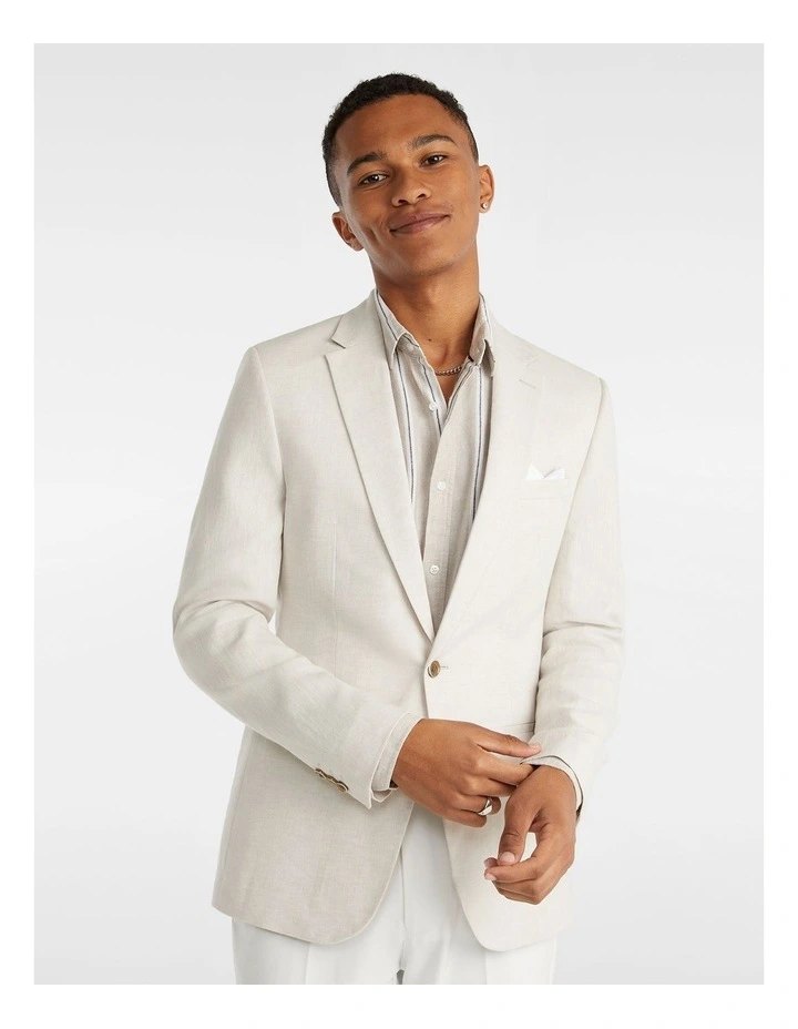 Palazzo Linen Blend Blazer In Beige
