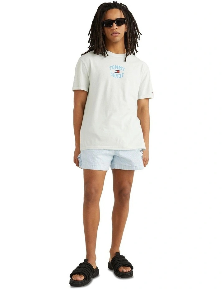Seersucker Beach Short in Skysail/White