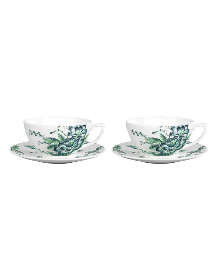 Jasper Conran Teacup & Saucer Set of 2 with Chinoiserie Print