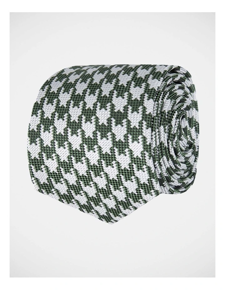 Houndstooth Poly Tie Green