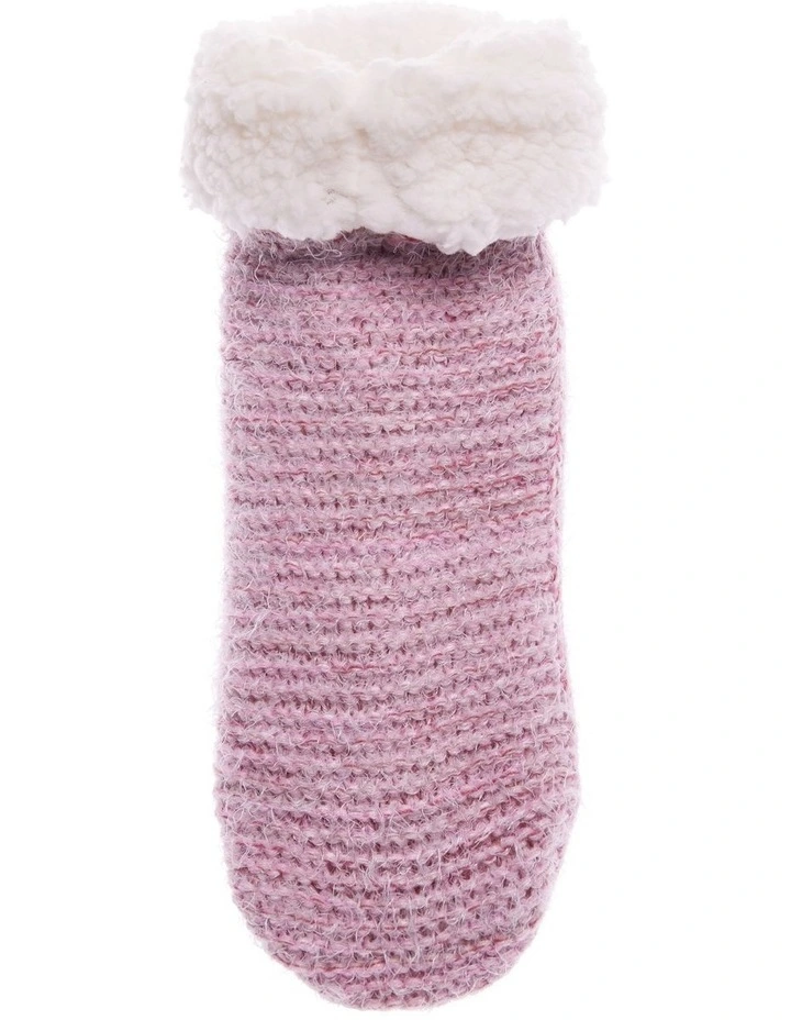 Sherpa Lined Textured Home Socks 1 Pair in Pink