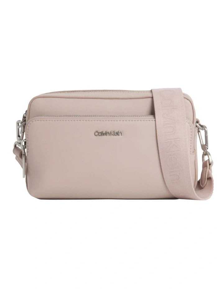 Faux Leather Crossbody Bag in Beige