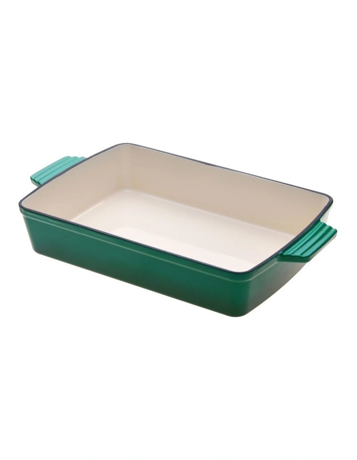 Cast Iron Rectangular Baking Pan 33cm in Eden Green