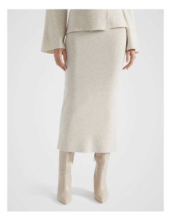 Structured Knit Skirt in Oat Marle