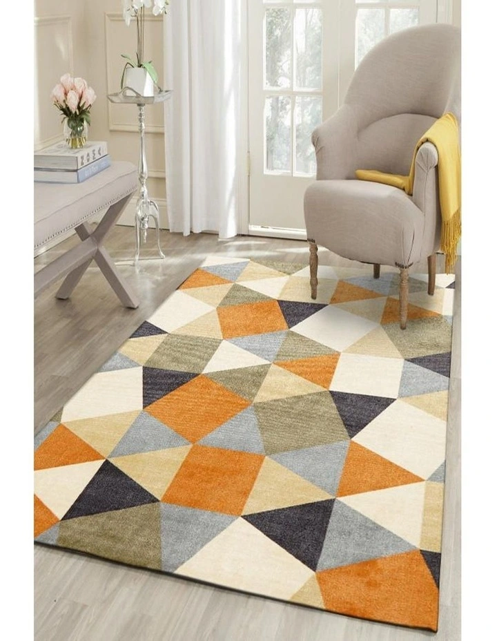 City Modern Pixels Rug Rust Grey Blue