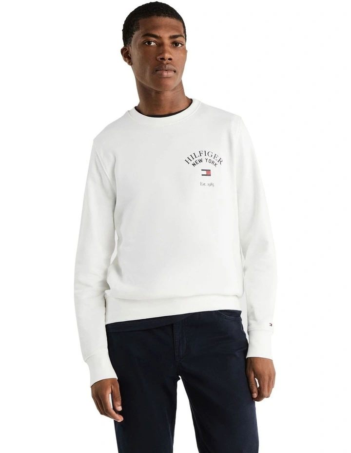 Arched Varsity Logo Sweatshirt in White
