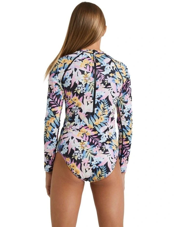 Peaceful Palms Long Sleeve Bodysuit Rash Vest in Black
