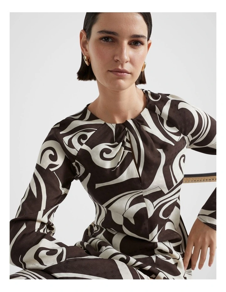 Jacquard Swirl Blouse in Retro Swirl