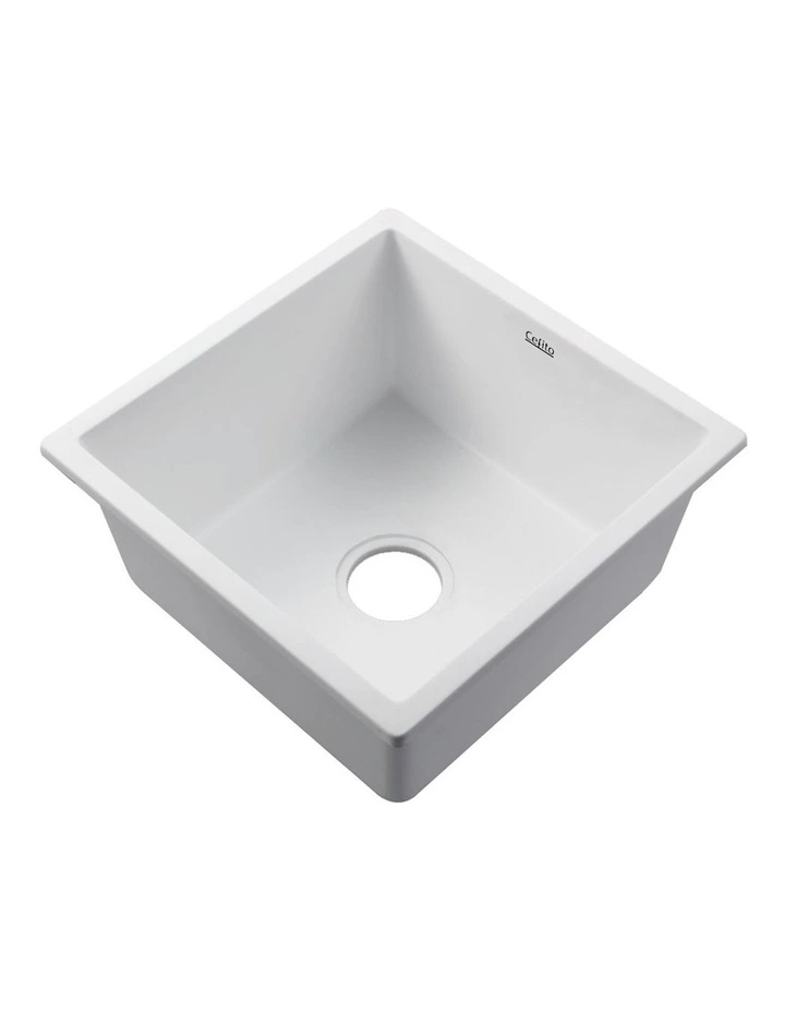 Granite Single Bowl Kitchen Sink Basin 45cmx45cm in White