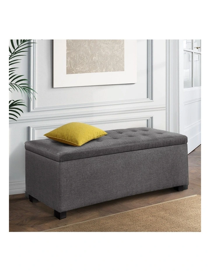 Storage Linen Ottoman Blanket Box 97cm in Grey