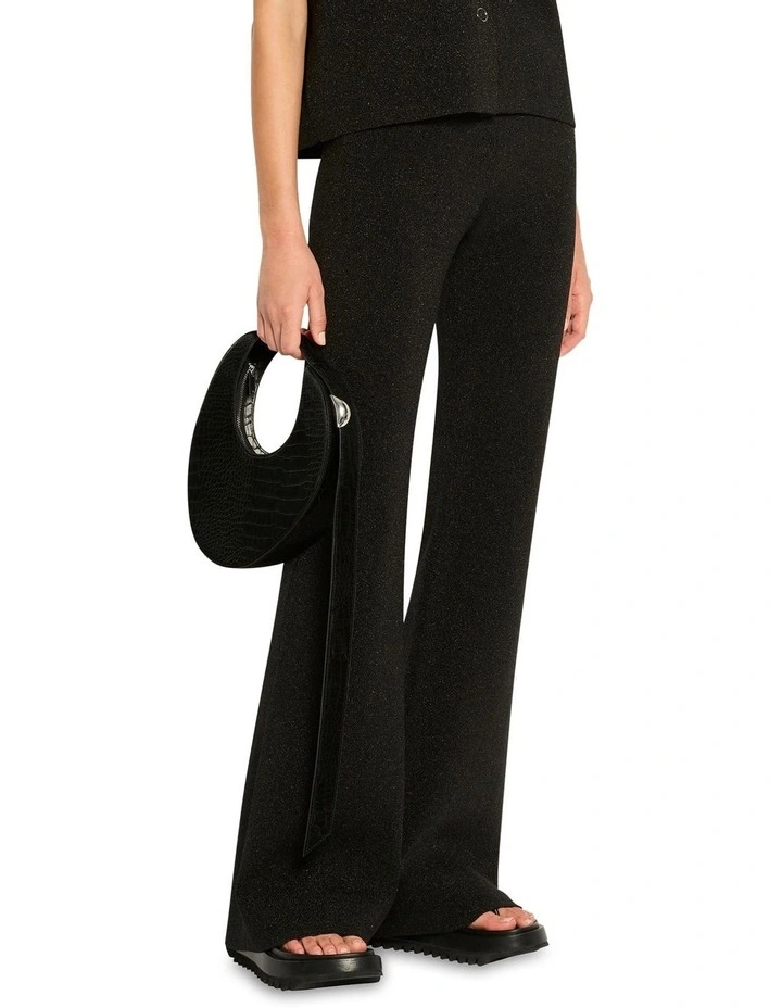 Jet Rib Sparkle Knit Pant in Black