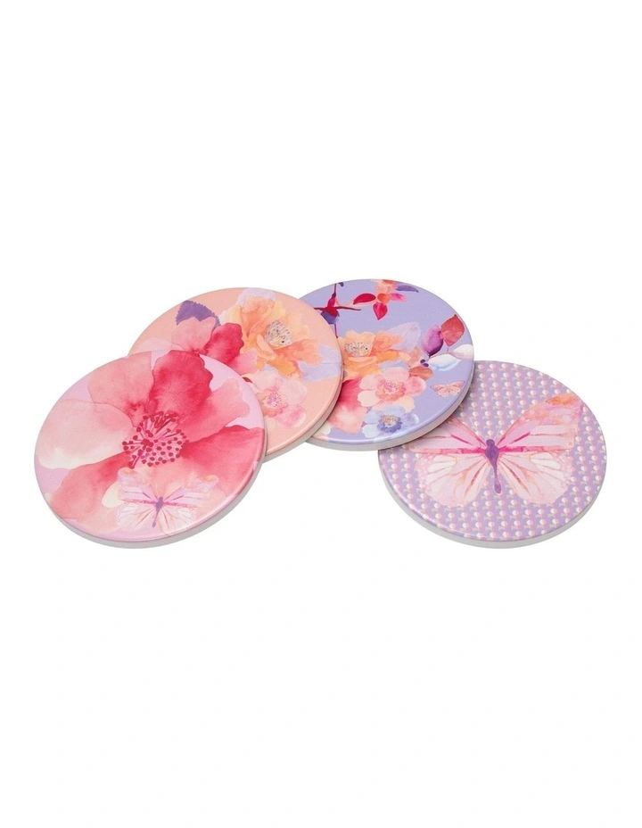 Camilla Ceramic Coaster 10cm Set of 4 Gift Boxed in Mixed Colours