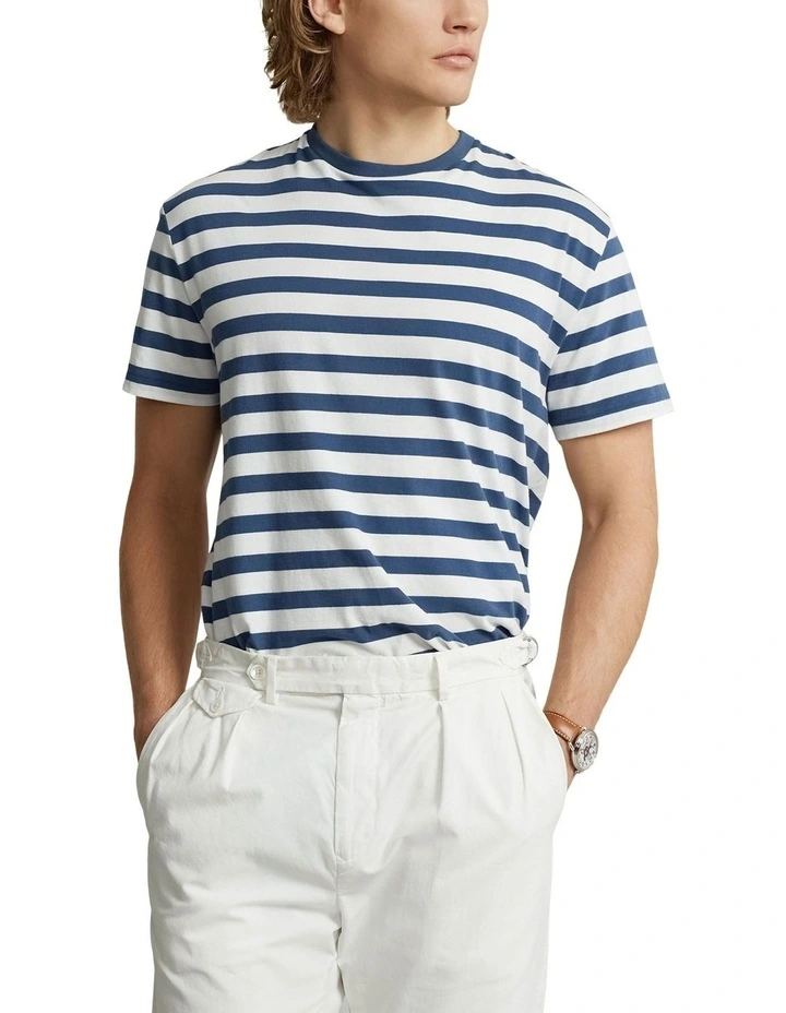 Classic Fit Striped Jersey T-shirt in Blue