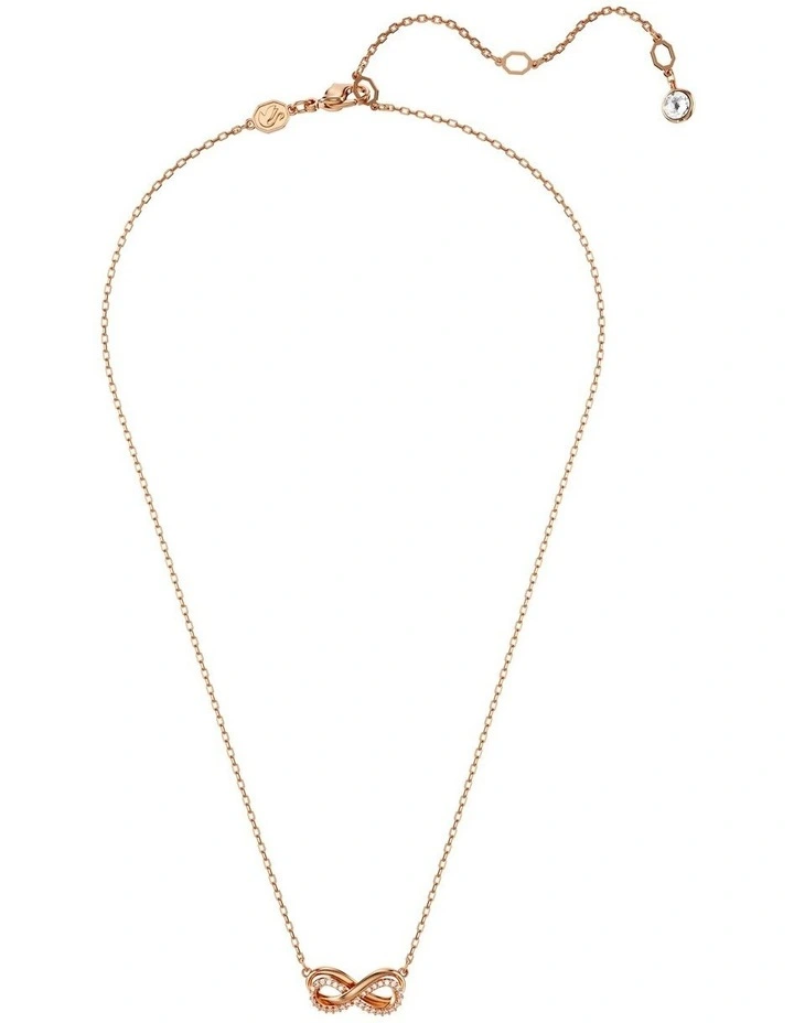 Hyperbola Pave Infinity Rose Gold Tone Plated Pendant in White