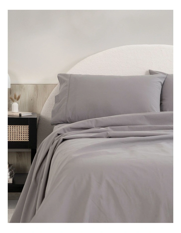 Vintage Washed 100% Cotton Sheet Set in Grey