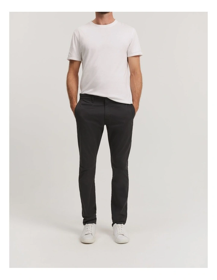 Verified Australian Cotton Slim Fit Stretch Chino in Washed Black