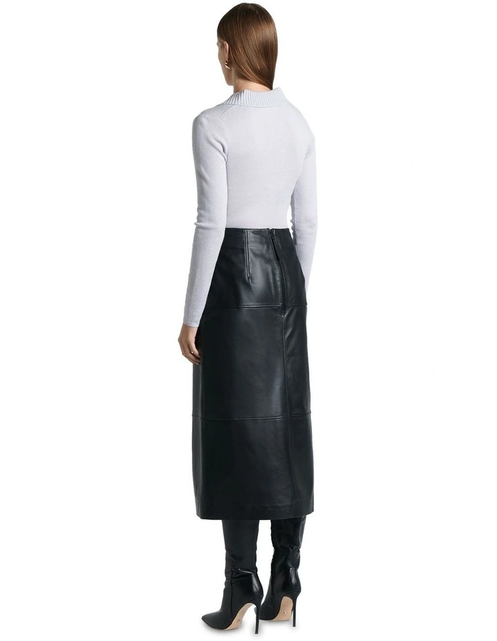 Merino Wool Polo Collar Knit in Silver