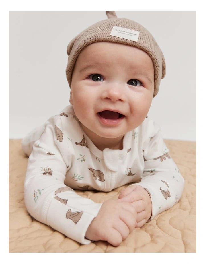 Organically Grown Cotton Bear Jumpsuit in Marshmallow