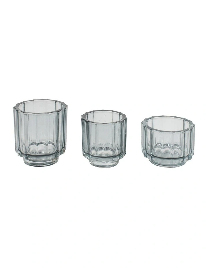 Asher Tealight Smoke 3 Piece Set in Clear