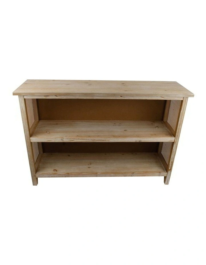 Wooden Organiser Console Table with Shelves in Natural/Whitewash