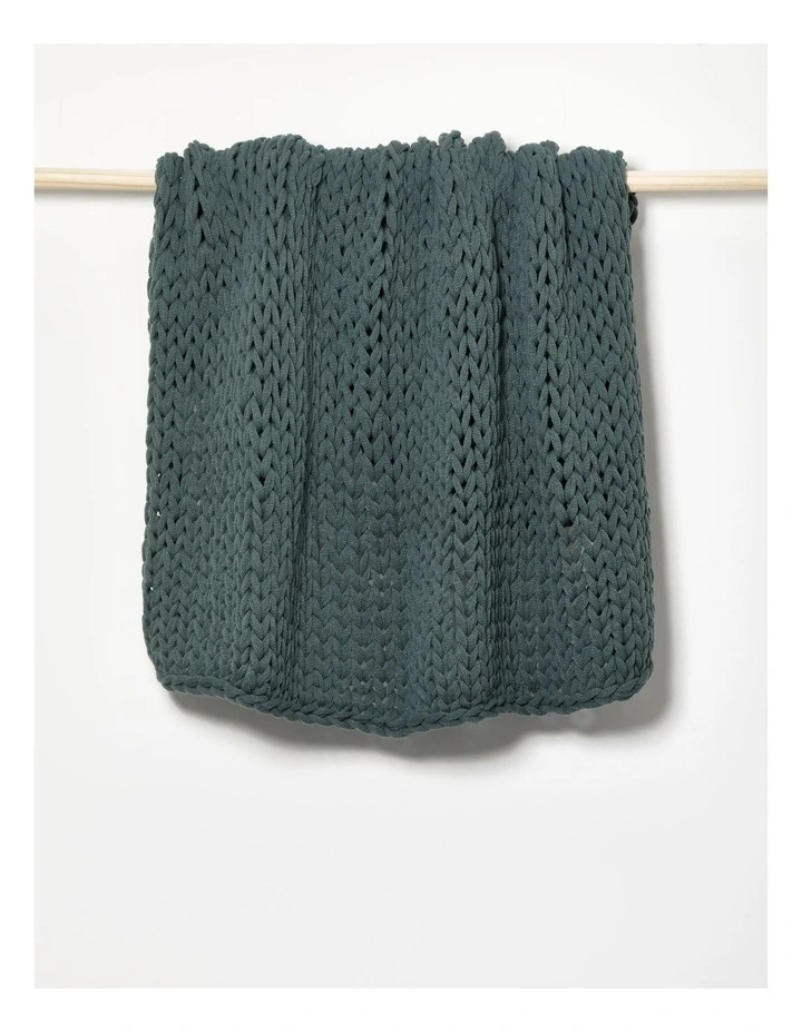 Chunky Knit Throw in Dusky Green