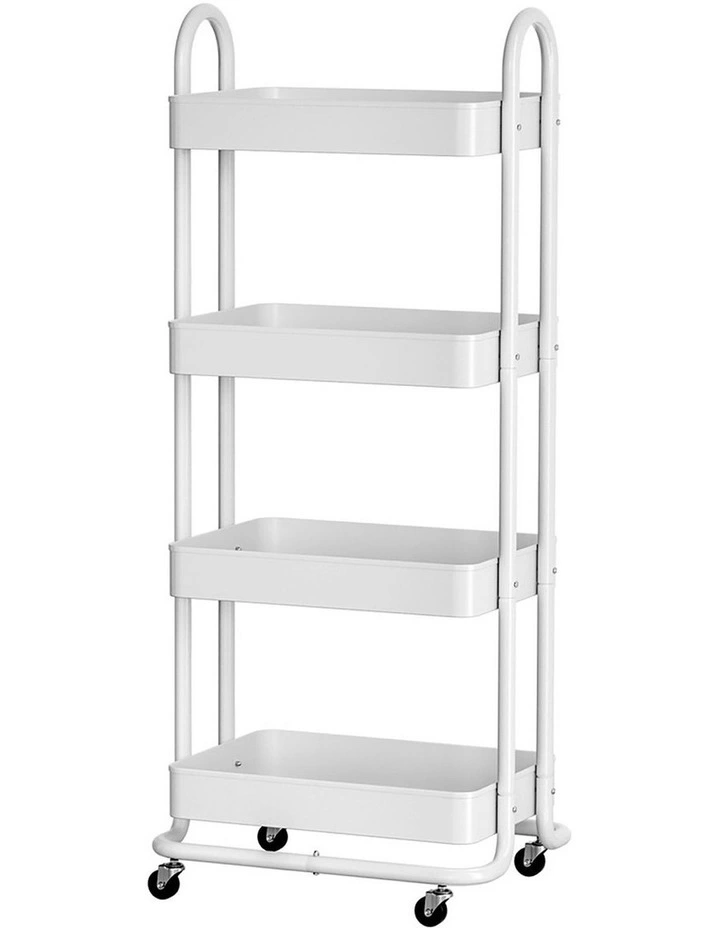 Storage Trolley Kitchen Cart 4 Tiers in White