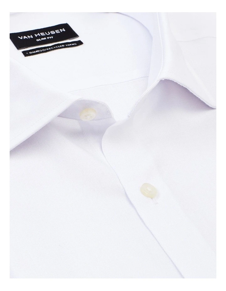 Wash'N'Wear Plain Slim Long Sleeve Business Shirt in White