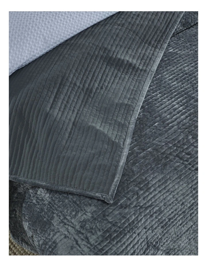 Remi Quilted Velvet Coverlet in Silver