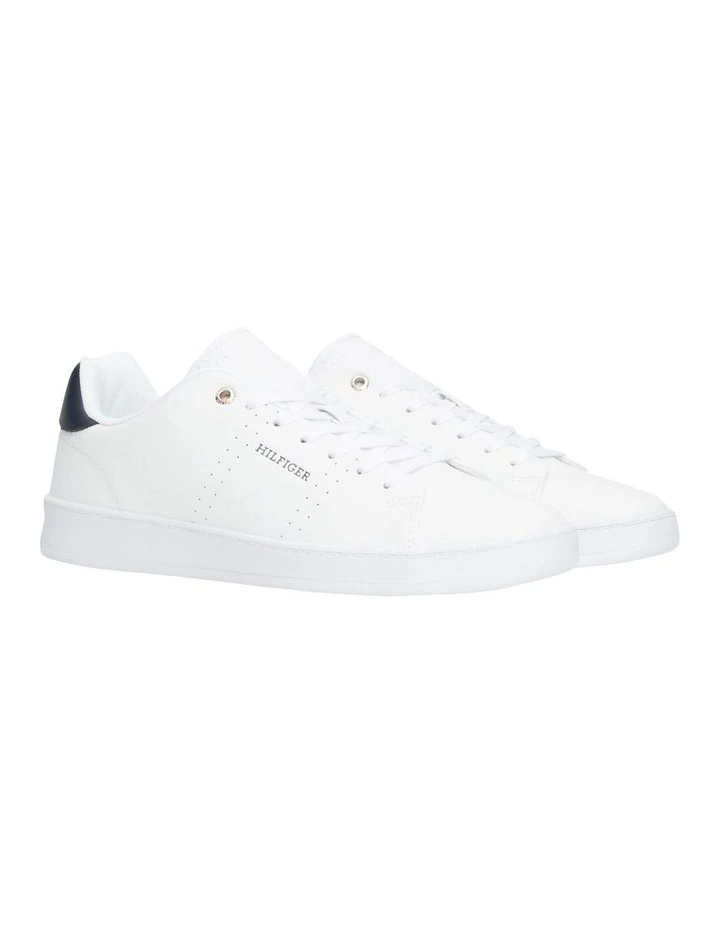 Leather Cupsole Court Trainers in White