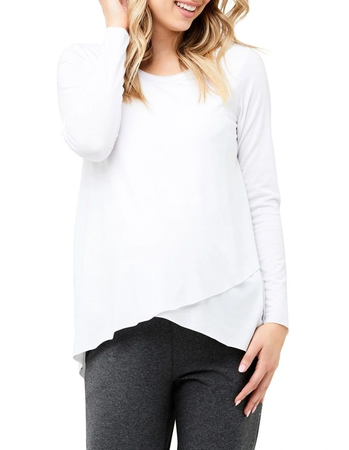 Raw Edge Nursing Top in White