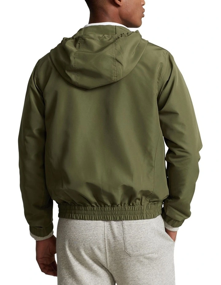 Packable Water-Repellent Hooded Jacket in Green