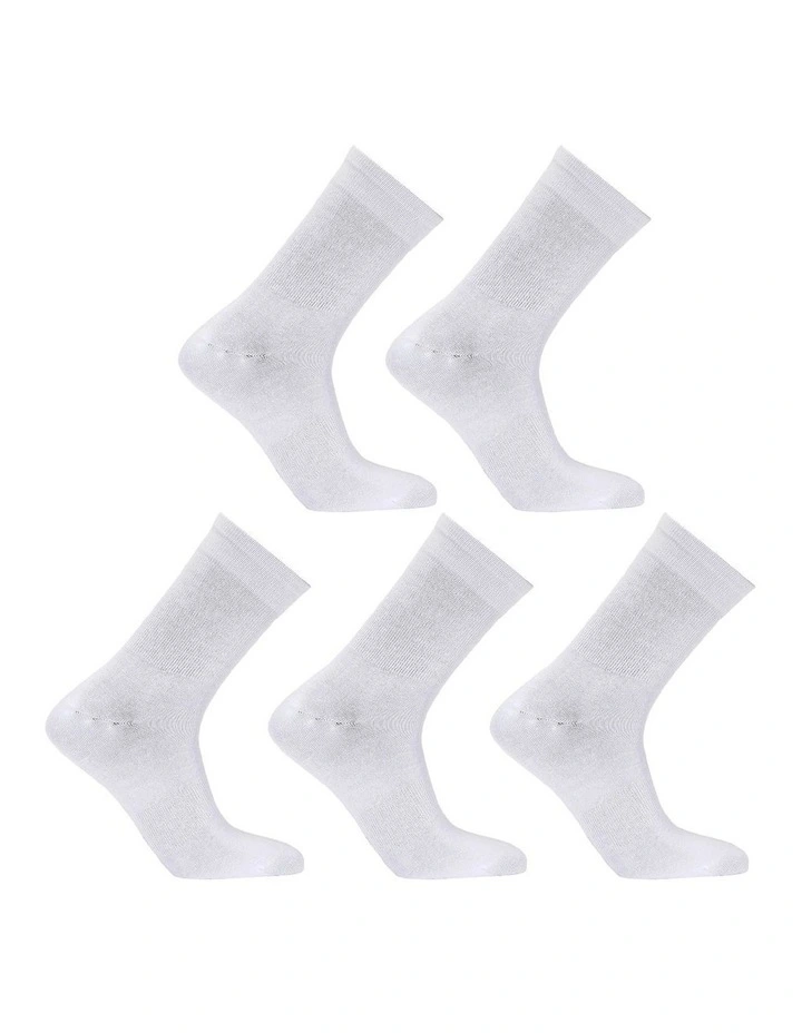 Rexy 3D Seamless Crew Socks 5 Pack in White
