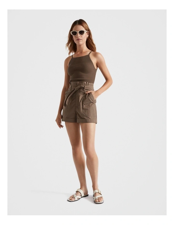 Rib Knit Camisole in Cappuccino
