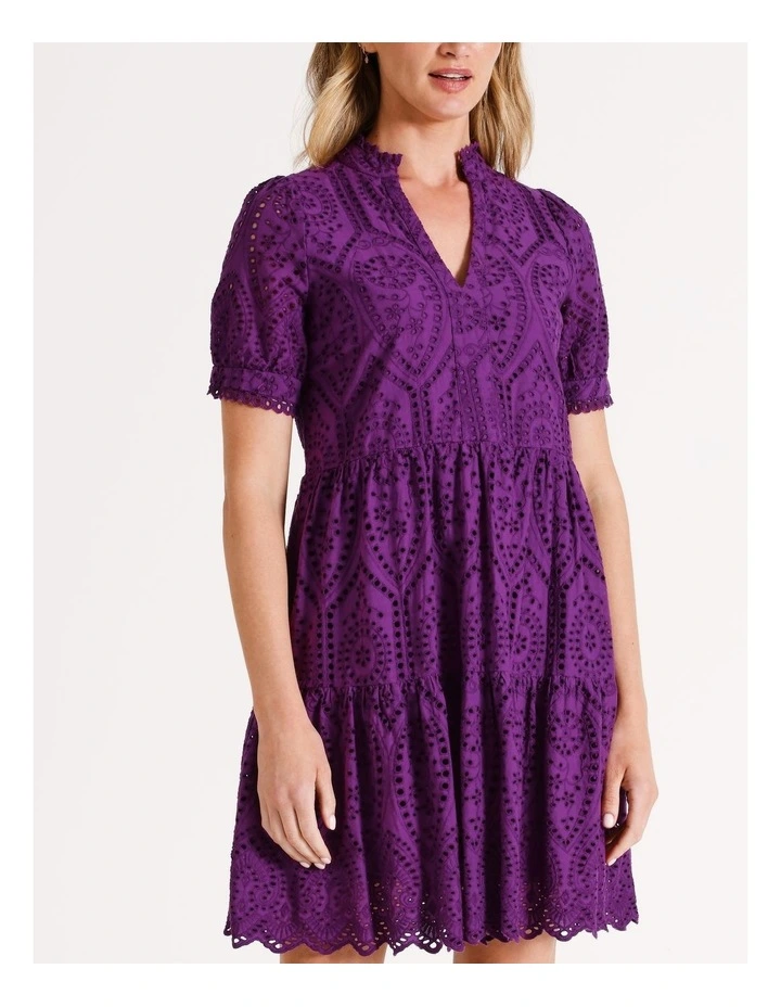 Holi Dress with Embroidery Organic Cotton in Gloxinia