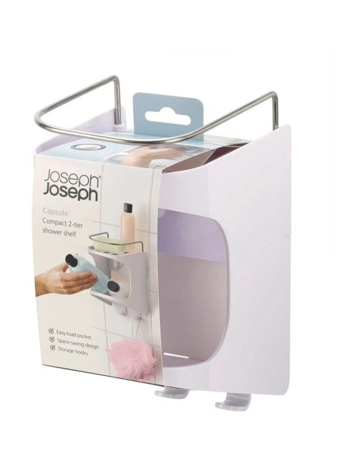 Capsule Compact 2 Tier Shower Shelf in White