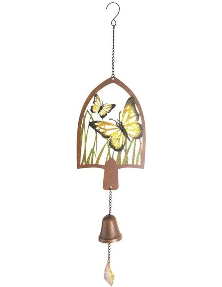 Outdoor Butterfly Metal Hanging Bell in Multi