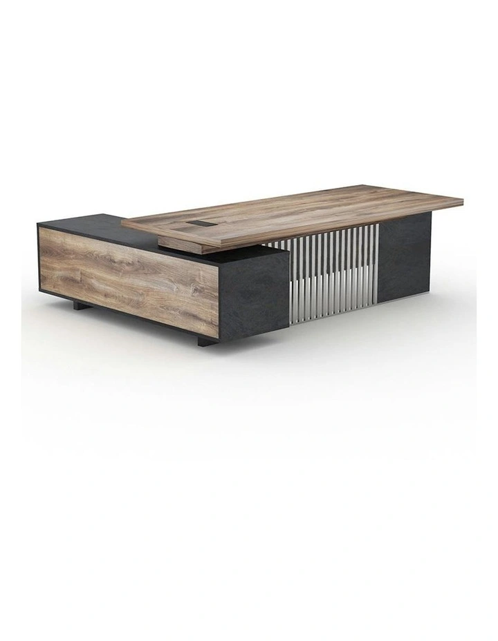 Daxton Executive Office Desk With Right Return 2.4M Mahogany Black