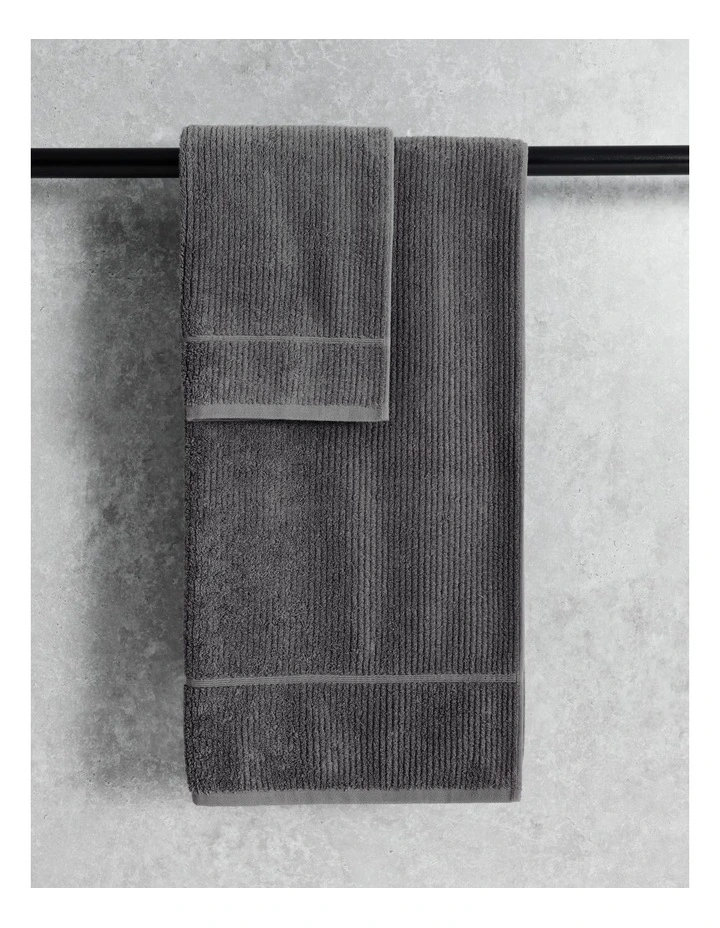 Combed Cotton Ribbed Towel Range in Charcoal
